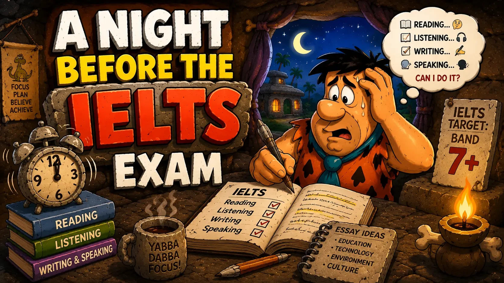 IELTS candidate preparing documents the night before the exam