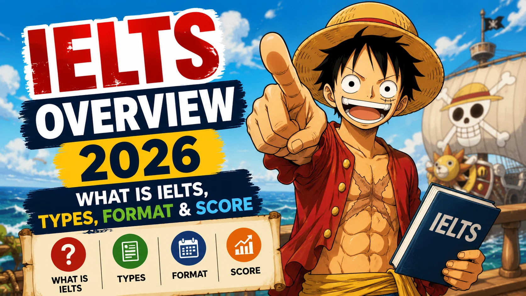 Student reading about IELTS overview and test format on a laptop